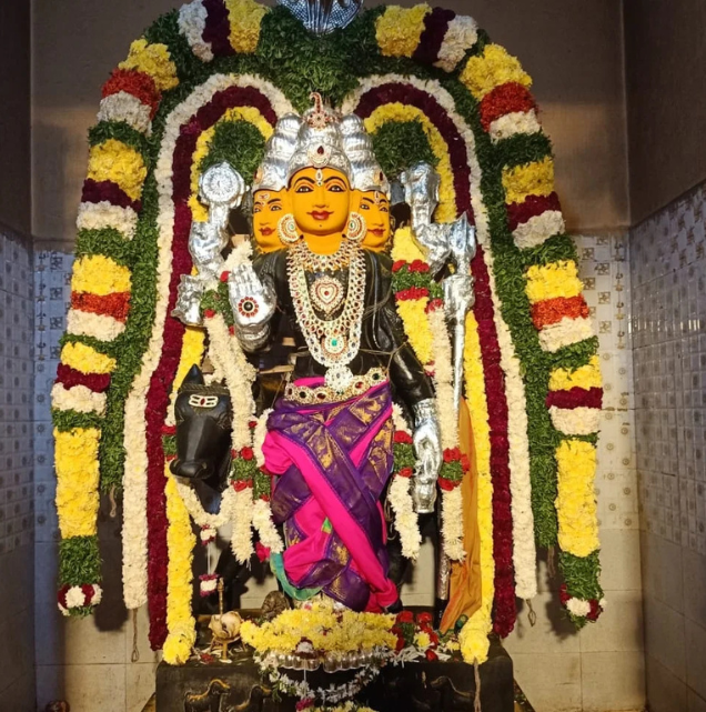 Lord Dattatreya - red blue alankaram